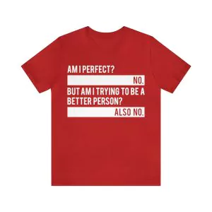 Am I Perfect No Am I Trying To Be A Better Person Also No t-shirt